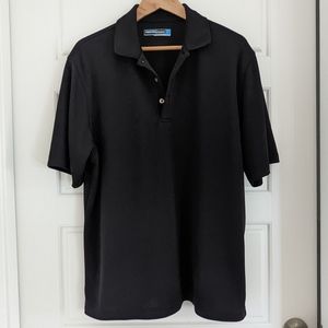 Men’s Moisture Wicking Black Short Sleeve Golf Polo Shirt Size‎ L Office Outdoor